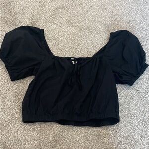Universal Thread Black Puff Sleeve Crop Top